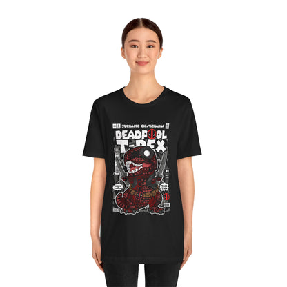 T-Shirt Deadpool T-Rex Unisex Jersey Tee - Fun Graphic T-Shirt for Comic Fans - Jurassic Chichanga