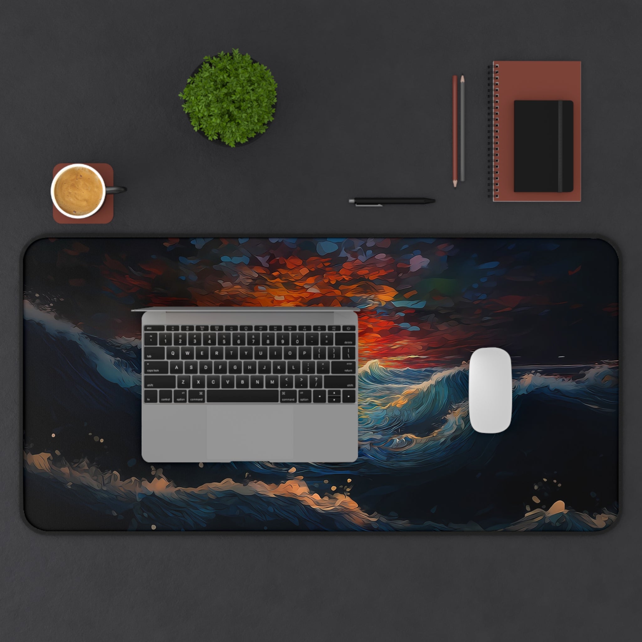 Ocean Sunset Desk Mat - Vibrant Wave Desk Pad for Office & Gaming Mouse Pad