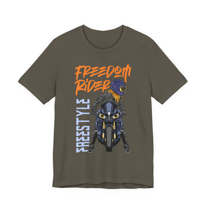 T-Shirt Freedom Rider Motorbike Unisex Short Sleeve Tee - Stylish & Bold Biker Tee