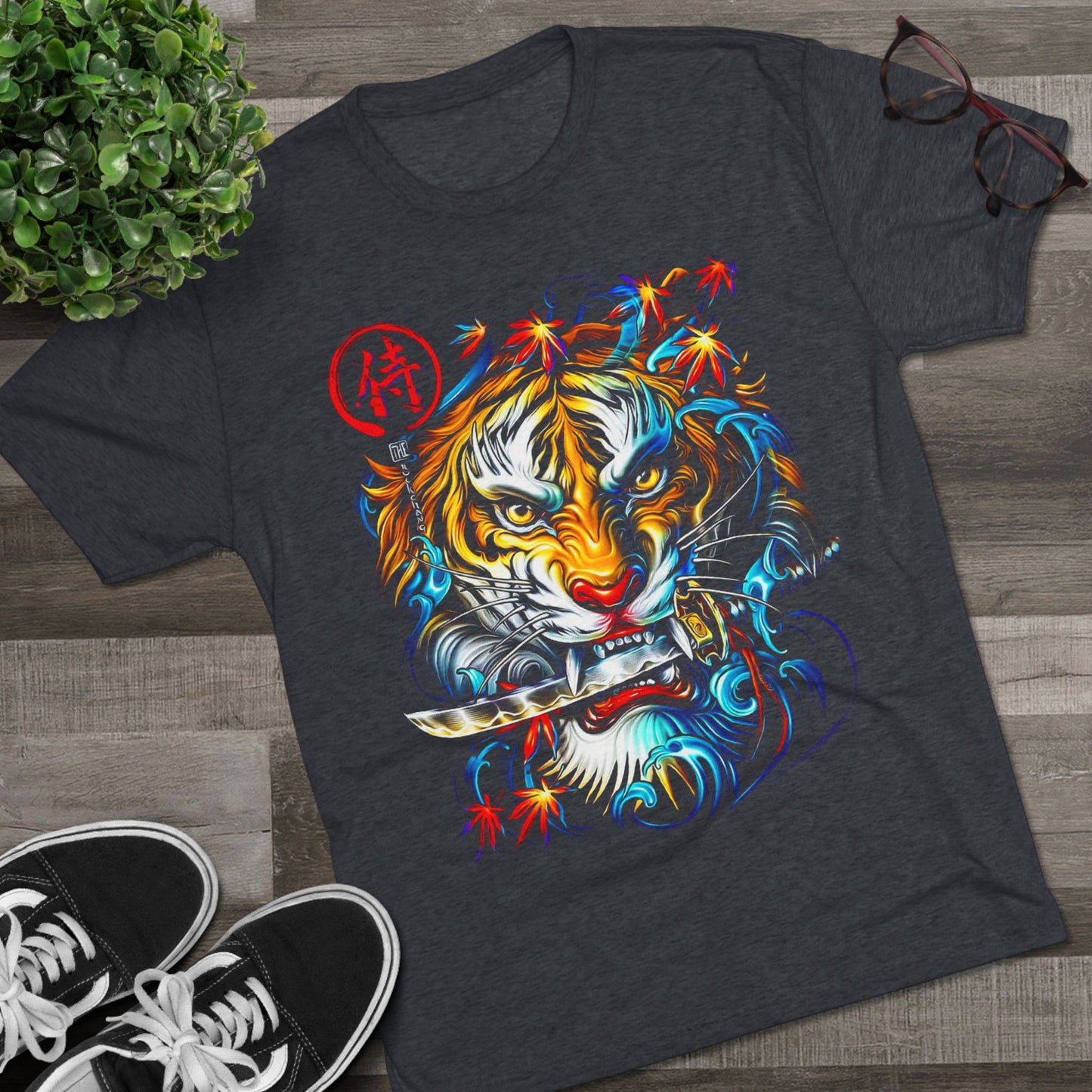 T-Shirt Cotton Graphic Tee - Fearless Tiger Tri-Blend Crew (Unisex)