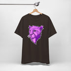 T-Shirt Vibrant Purple Leopard Tee - Unisex Jersey Shirt, Wild Animal Print, Graphic Tee, Gifts for Nature Lovers, Unique Artwear, Stylish [...] Brown