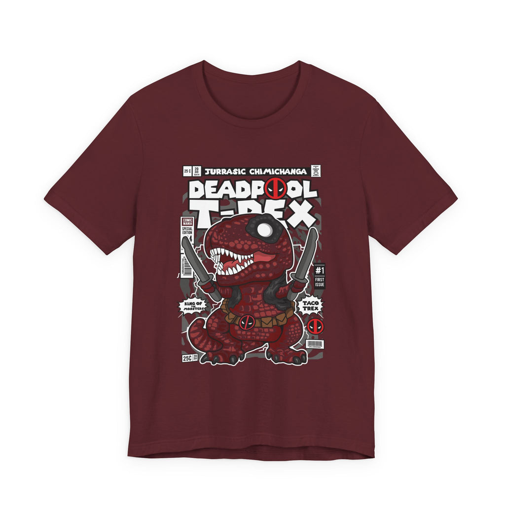 Deadpool T-Rex Unisex Jersey Tee - Fun Graphic T-Shirt for Comic Fans - Jurassic Chichanga