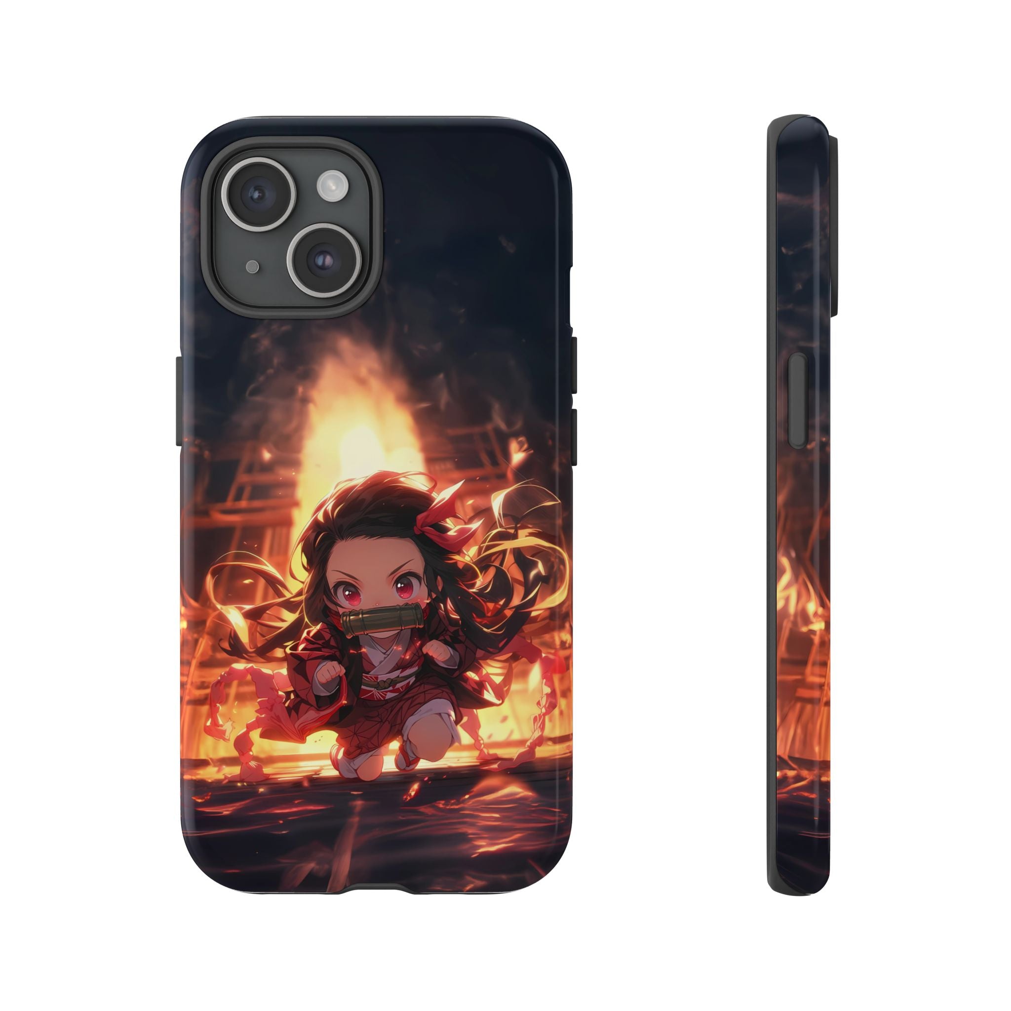 Chibi Nezuko Kamado Tough Phone Case – Anime Protective Case for iPhone & Samsung, UV Resistant, Durable & Stylish