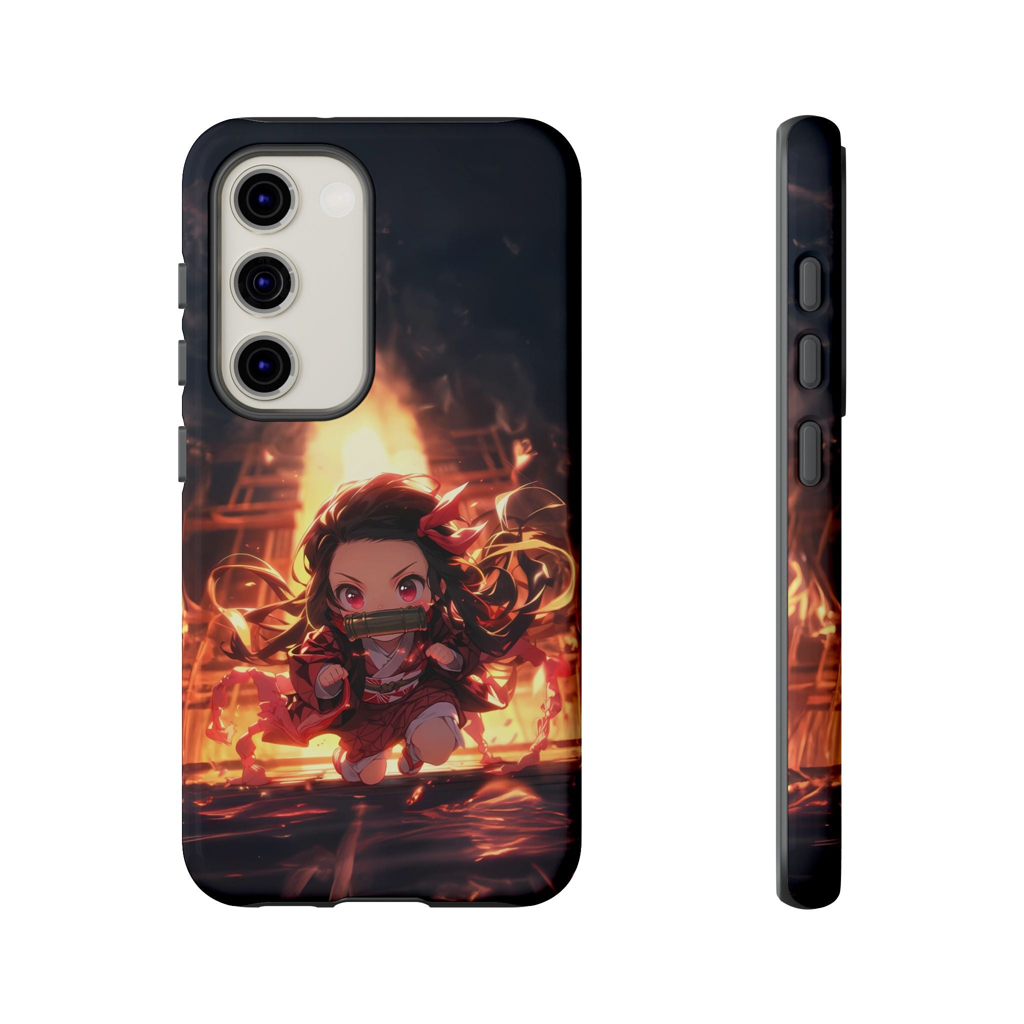 Chibi Nezuko Kamado Tough Phone Case – Anime Protective Case for iPhone & Samsung, UV Resistant, Durable & Stylish