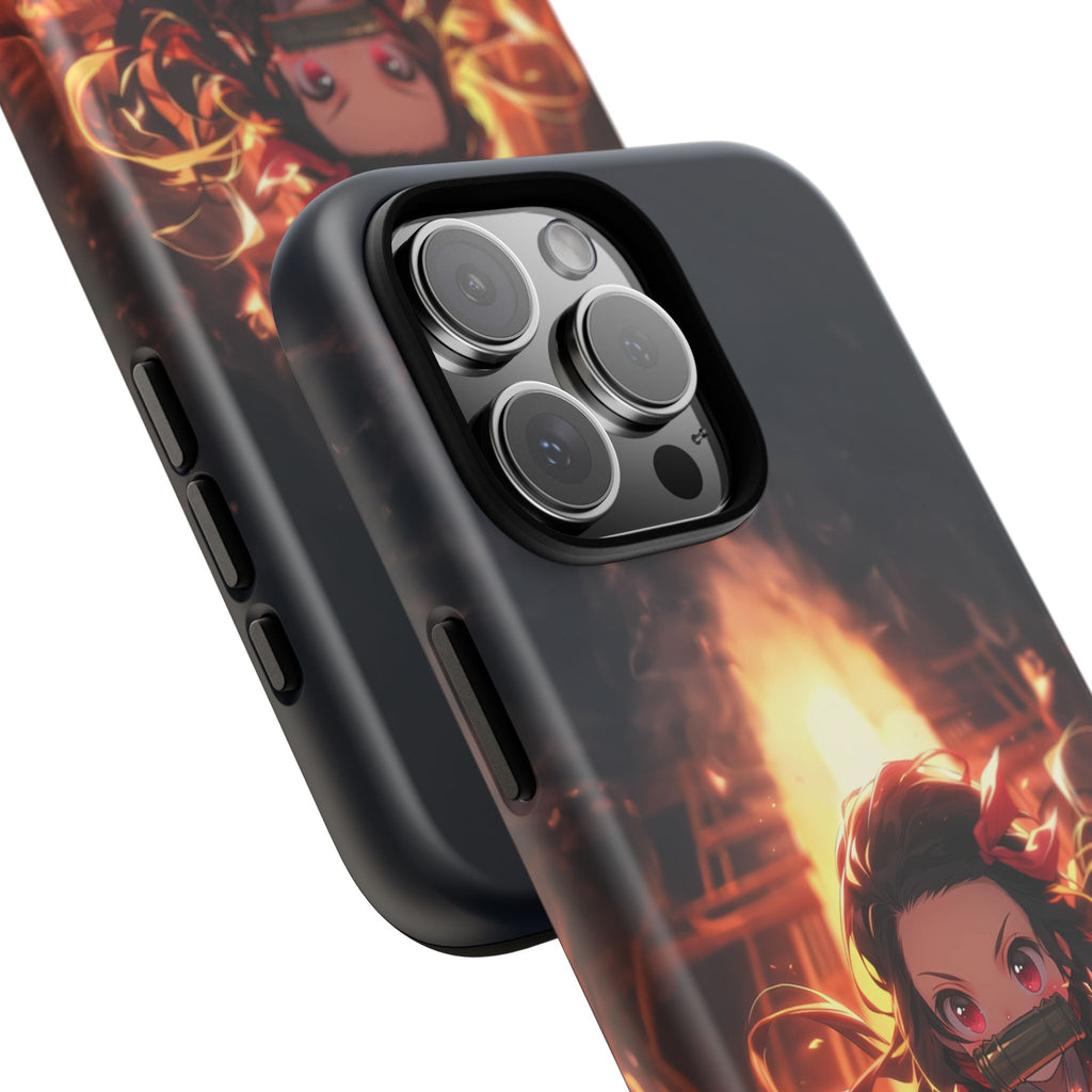 Chibi Nezuko Kamado Tough Phone Case – Anime Protective Case for iPhone & Samsung, UV Resistant, Durable & Stylish