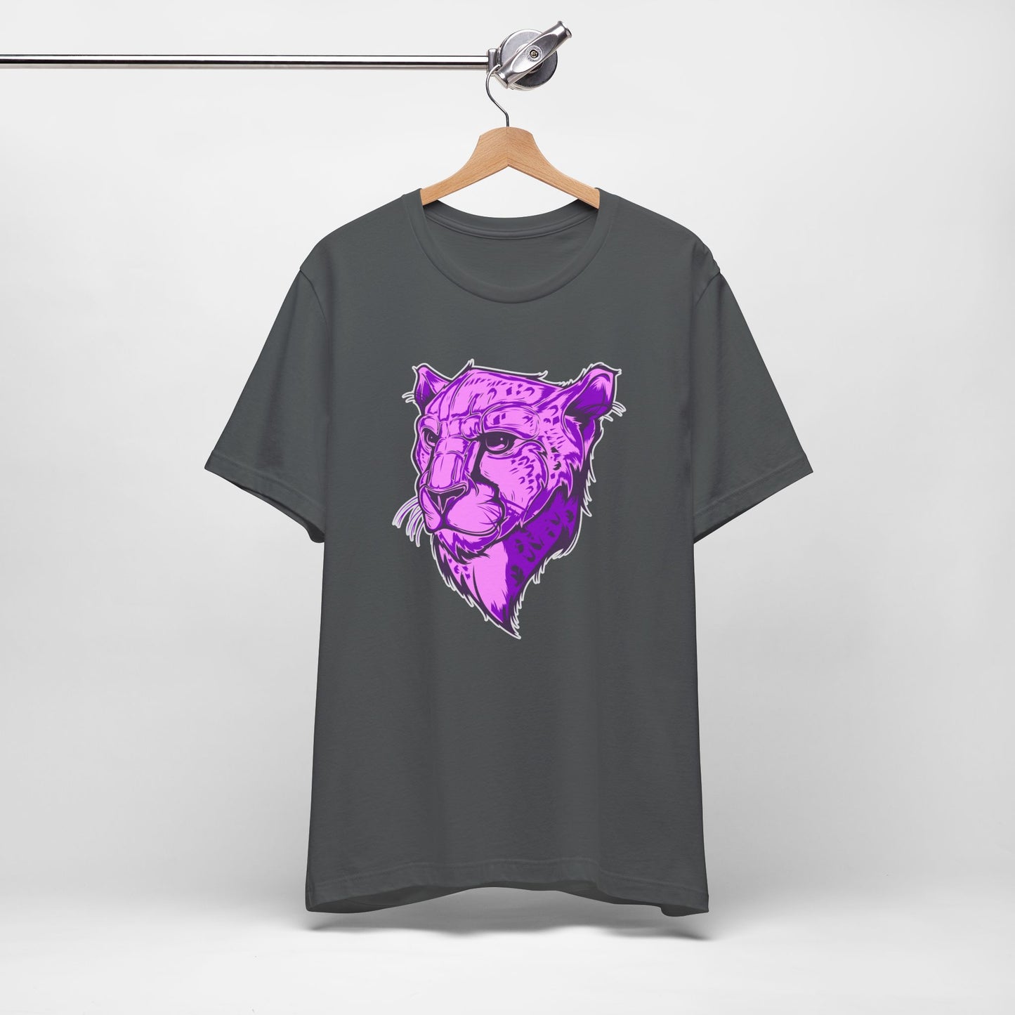 T-Shirt Vibrant Purple Leopard Tee - Unisex Jersey Shirt, Wild Animal Print, Graphic Tee, Gifts for Nature Lovers, Unique Artwear, Stylish [...] Asphalt