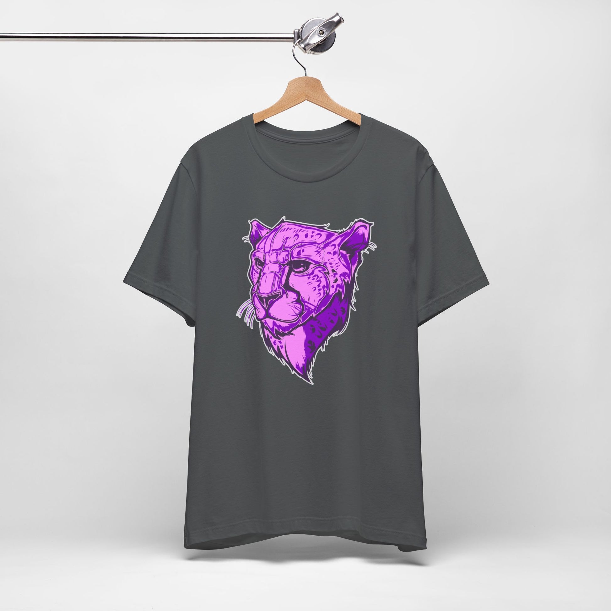 T-Shirt Vibrant Purple Leopard Tee - Unisex Jersey Shirt, Wild Animal Print, Graphic Tee, Gifts for Nature Lovers, Unique Artwear, Stylish [...] Asphalt