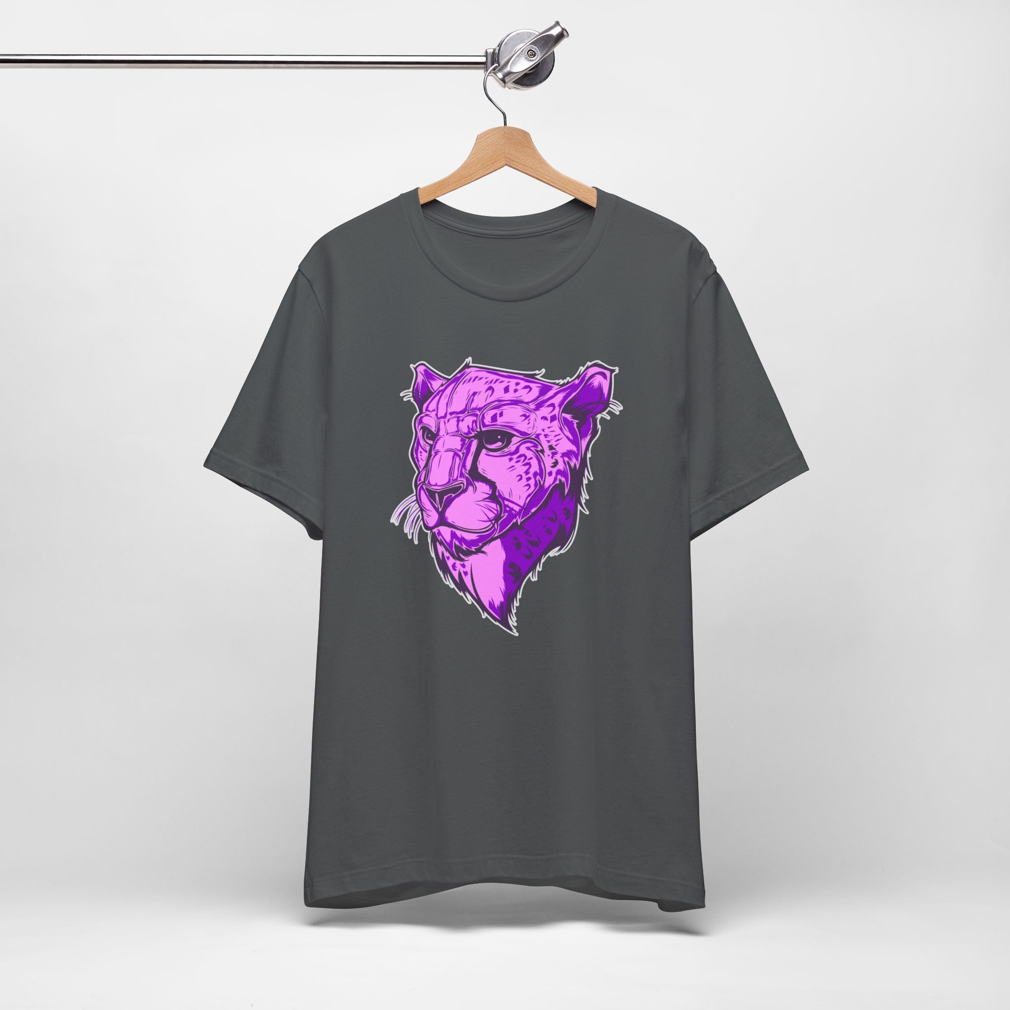 T-Shirt Vibrant Purple Leopard Tee - Unisex Jersey Shirt, Wild Animal Print, Graphic Tee, Gifts for Nature Lovers, Unique Artwear, Stylish [...] Asphalt