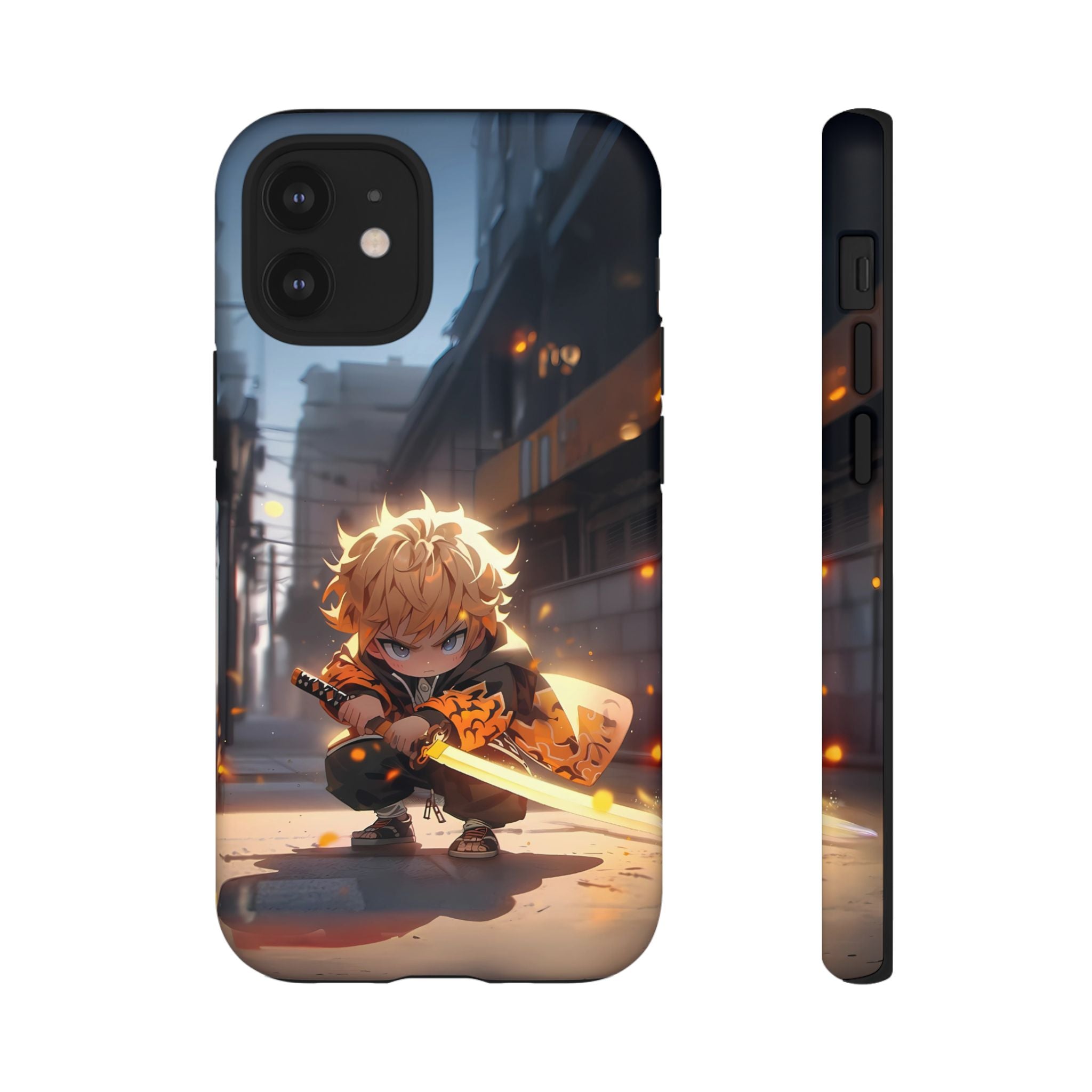Chibi Zenitsu Lightning Tough Phone Case – Anime Protective Case for iPhone & Samsung, UV Resistant, Durable & Stylish