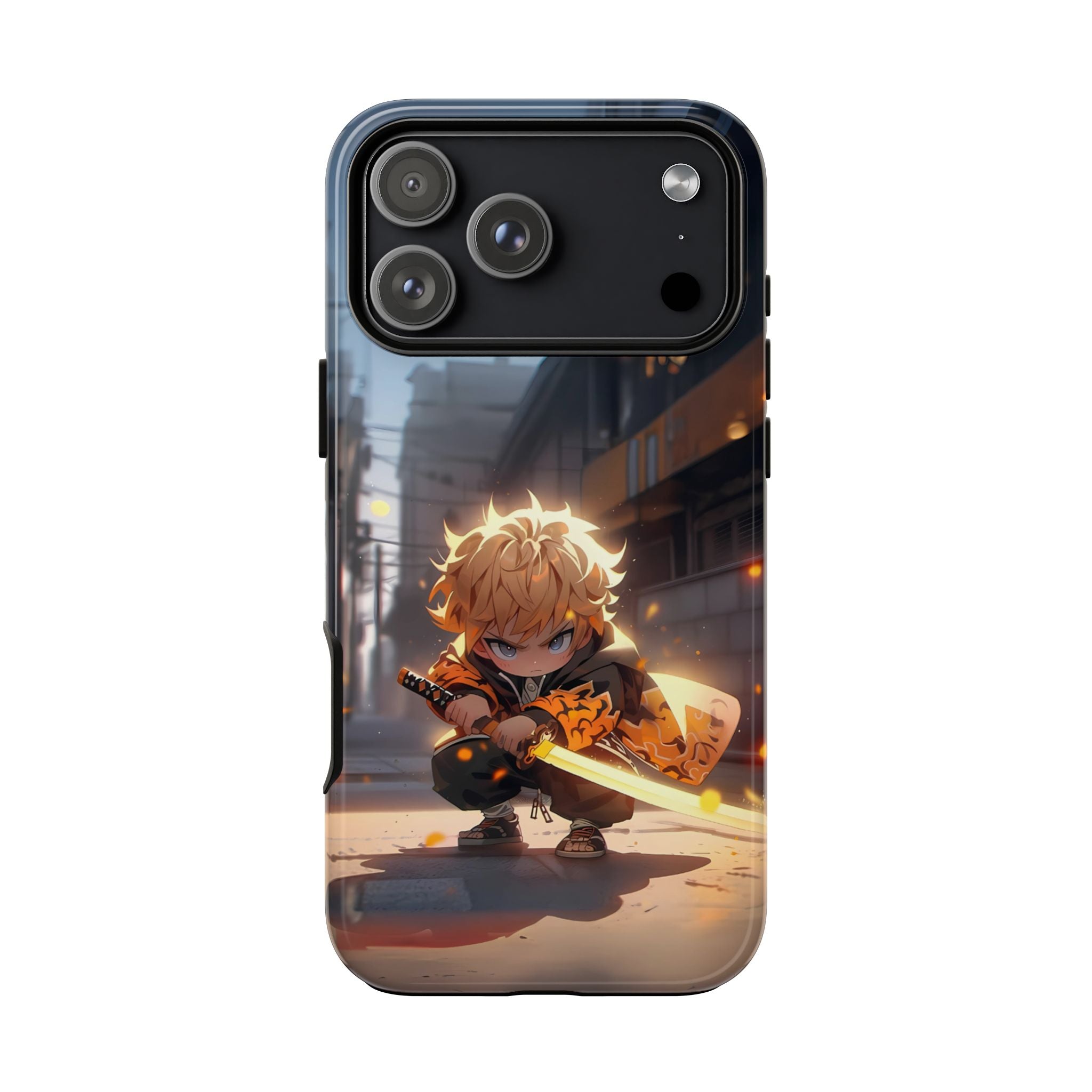 Chibi Zenitsu Lightning Tough Phone Case – Anime Protective Case for iPhone & Samsung, UV Resistant, Durable & Stylish