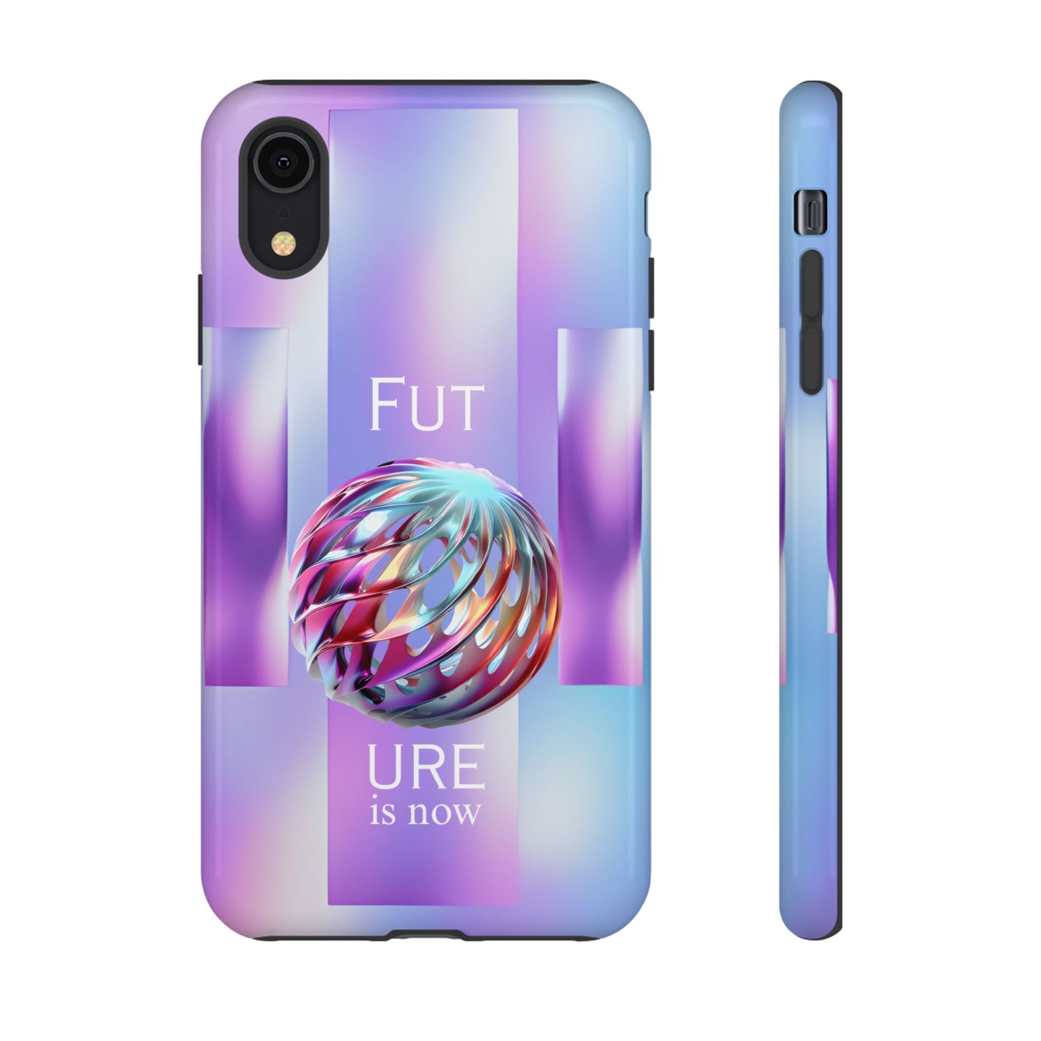Futuristic Gradient Tough Case – 'Future is Now' 3D Design | Shockproof & UV Protected