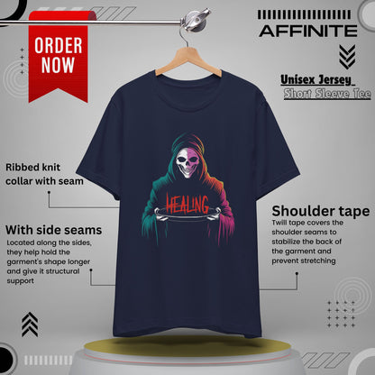 T-Shirt Halloween Healing Graphic Tee - Unisex Casual Shirt for Adults Navy