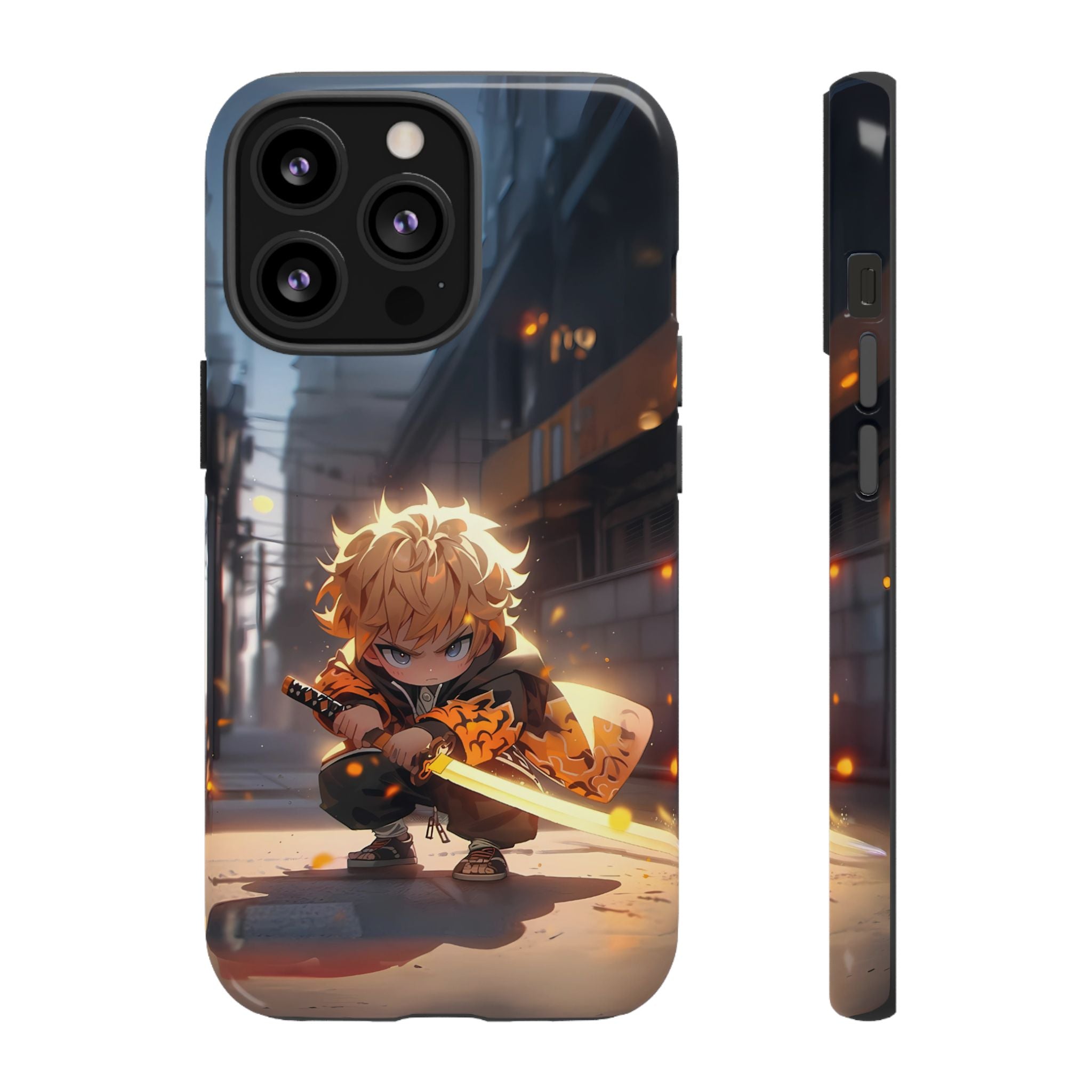 Chibi Zenitsu Lightning Tough Phone Case – Anime Protective Case for iPhone & Samsung, UV Resistant, Durable & Stylish