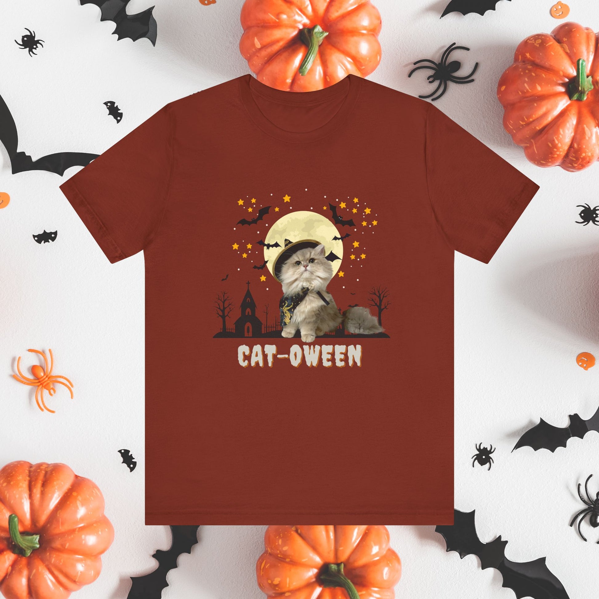 T-Shirt Unisex Halloween Cat Tee Good ‘Cat-oween’ – Perfect for Cat Lovers & Halloween Fans! Rust