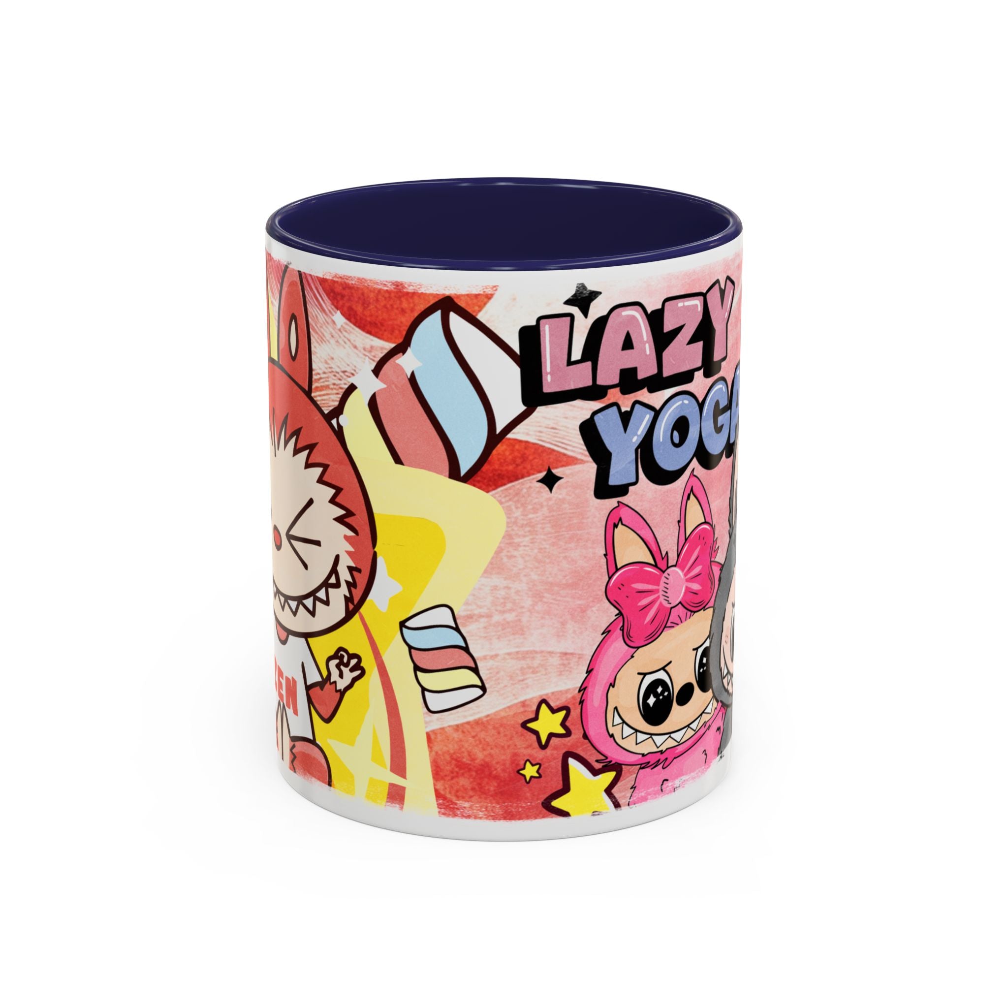 Lazy Yoga Labubu Cartoon Accent Coffee Mug - Fun and Playful Design for Coffee Lovers
