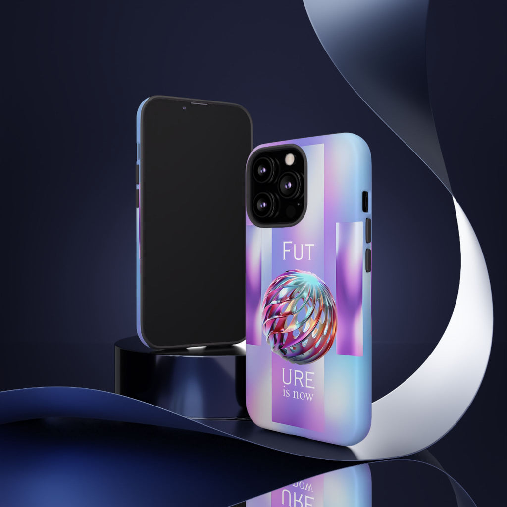 Futuristic Gradient Tough Case – 'Future is Now' 3D Design | Shockproof & UV Protected