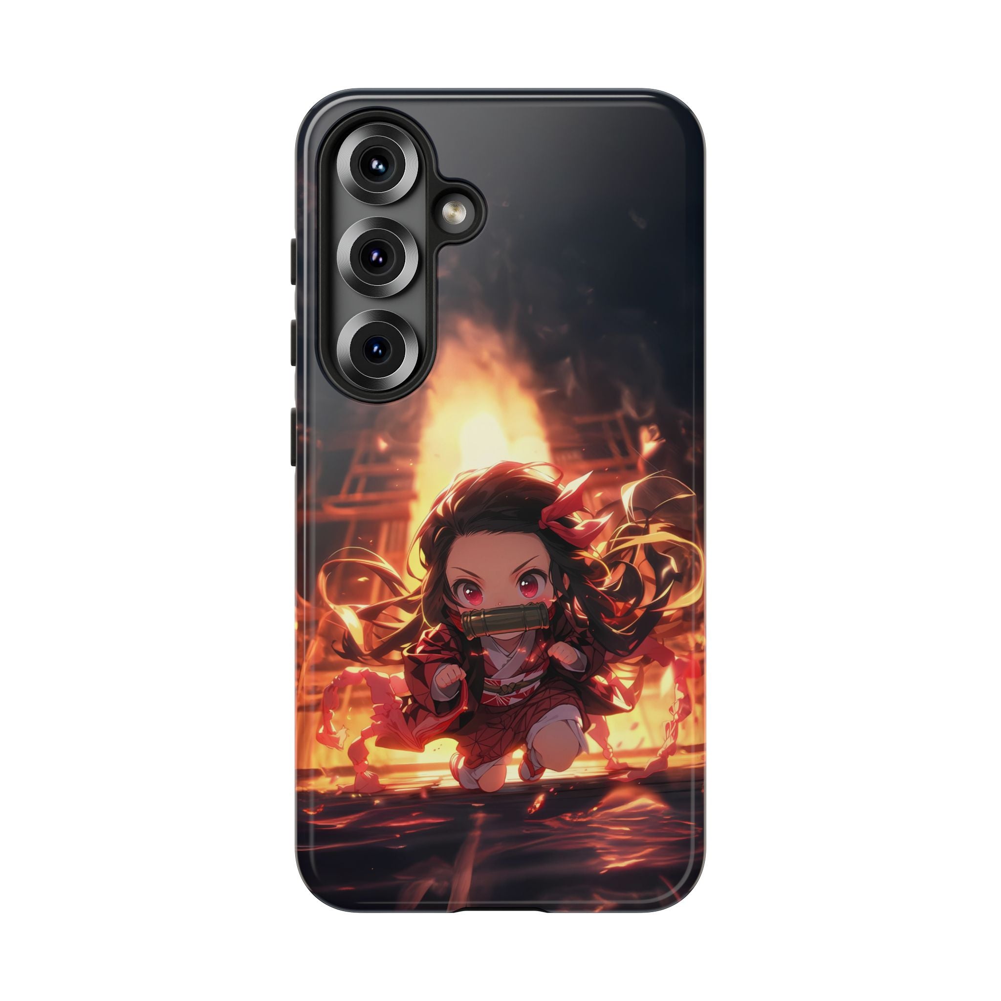 Chibi Nezuko Kamado Tough Phone Case – Anime Protective Case for iPhone & Samsung, UV Resistant, Durable & Stylish