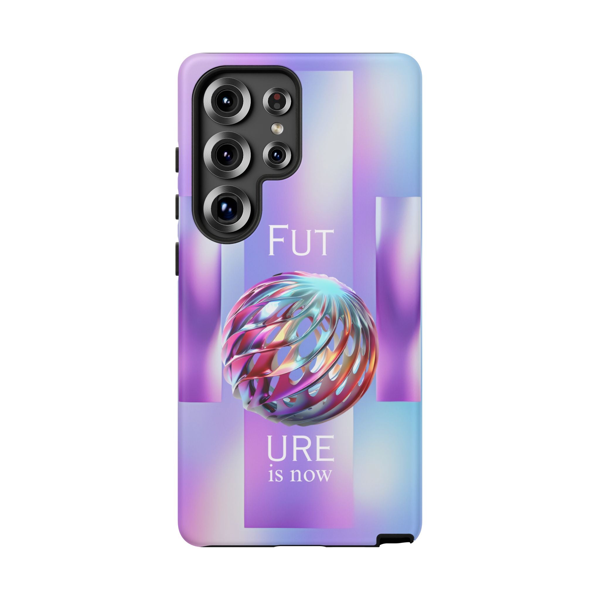 Futuristic Gradient Tough Case – 'Future is Now' 3D Design | Shockproof & UV Protected
