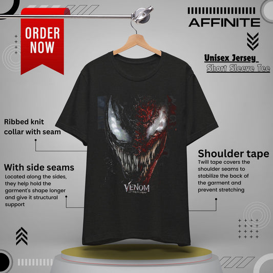 T-Shirt Venom Graphic Tee - Unisex Comic Book T-Shirt for Fans (100% Cotton) Black Heather