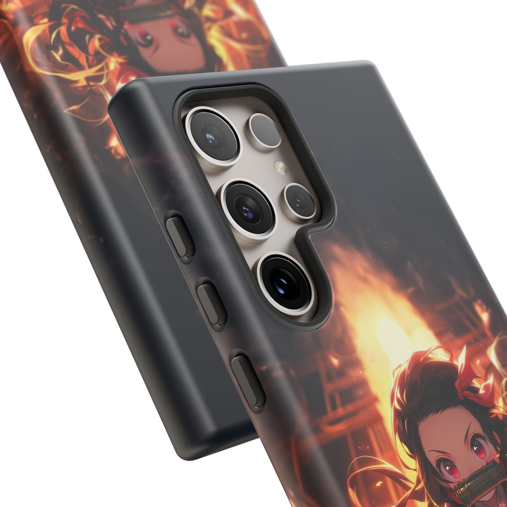 Chibi Nezuko Kamado Tough Phone Case – Anime Protective Case for iPhone & Samsung, UV Resistant, Durable & Stylish