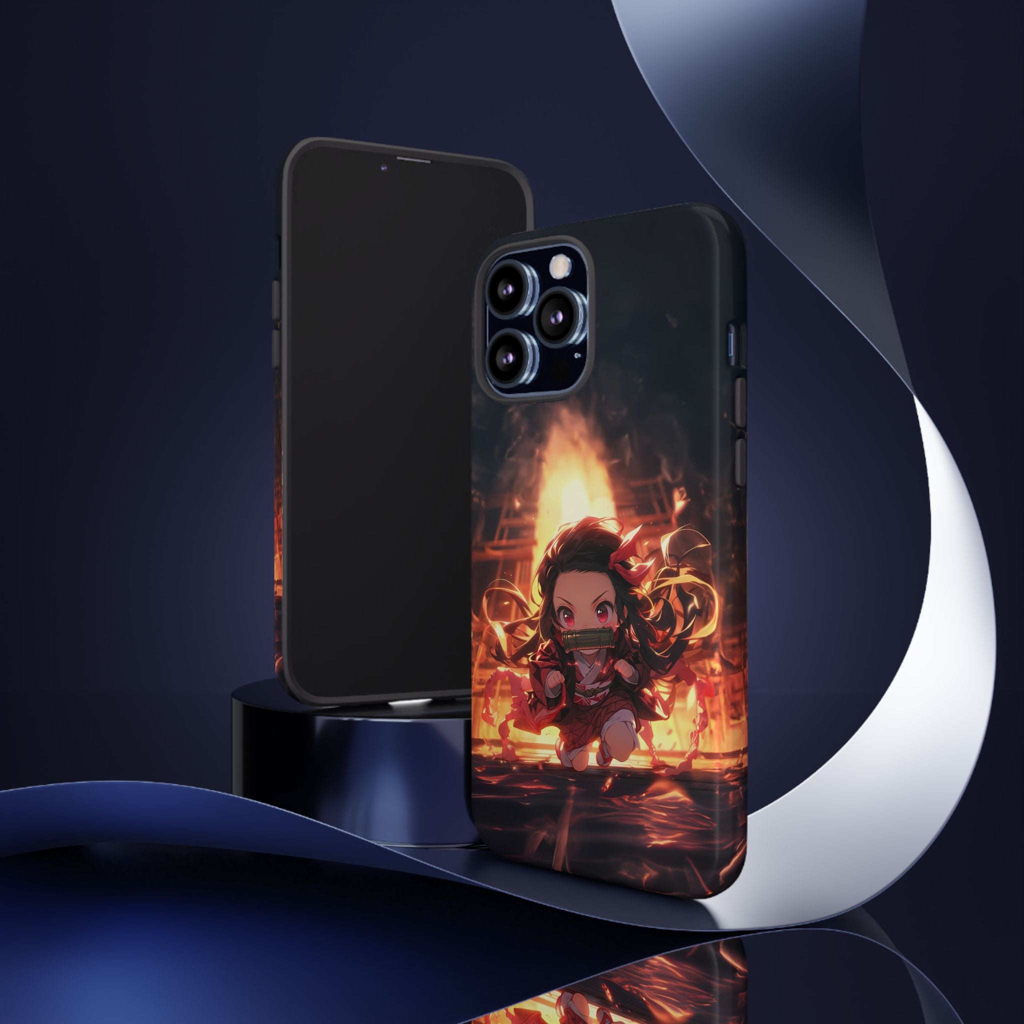 Chibi Nezuko Kamado Tough Phone Case – Anime Protective Case for iPhone & Samsung, UV Resistant, Durable & Stylish
