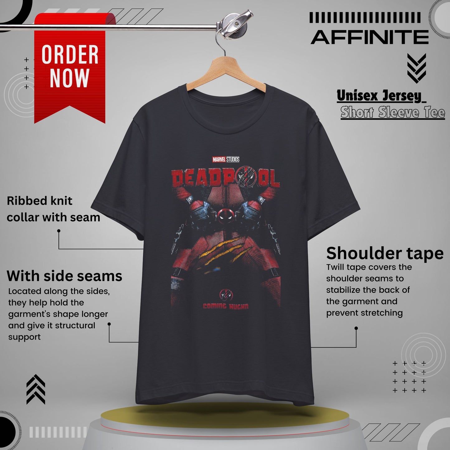 T-Shirt Deadpool Graphic Tee - Superhero Fan T-Shirt for Men & Women Dark Grey