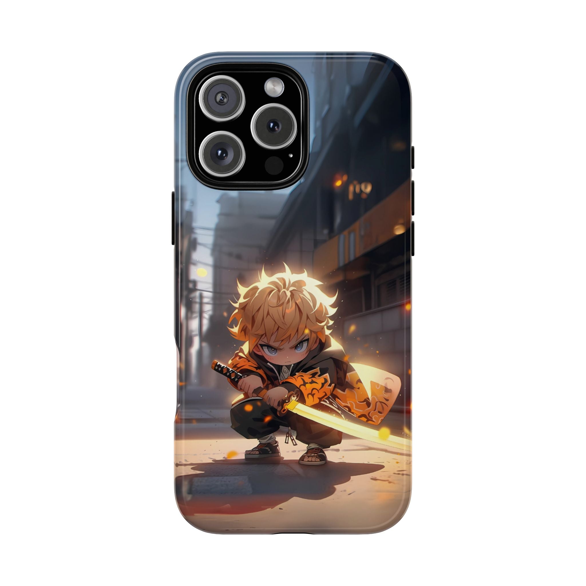 Chibi Zenitsu Lightning Tough Phone Case – Anime Protective Case for iPhone & Samsung, UV Resistant, Durable & Stylish