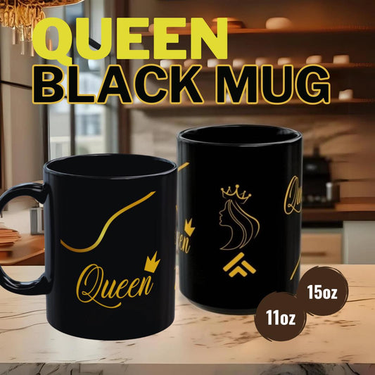 Mug Queen Black Mug 11oz, 15oz - Perfect Gift for Her, Elegant Coffee Cup
