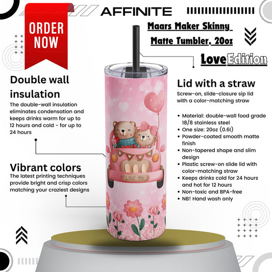 Tumblers 20oz Maars Maker Matte Tumbler – A Skinny Sip of Love Black 20oz Matte