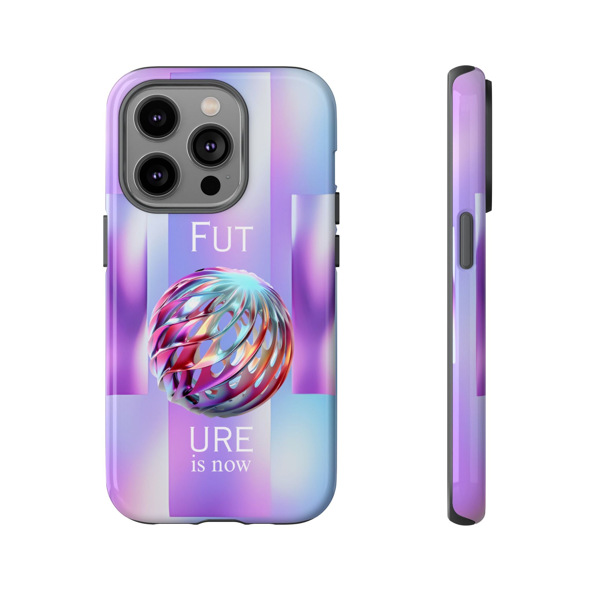 Futuristic Gradient Tough Case – 'Future is Now' 3D Design | Shockproof & UV Protected