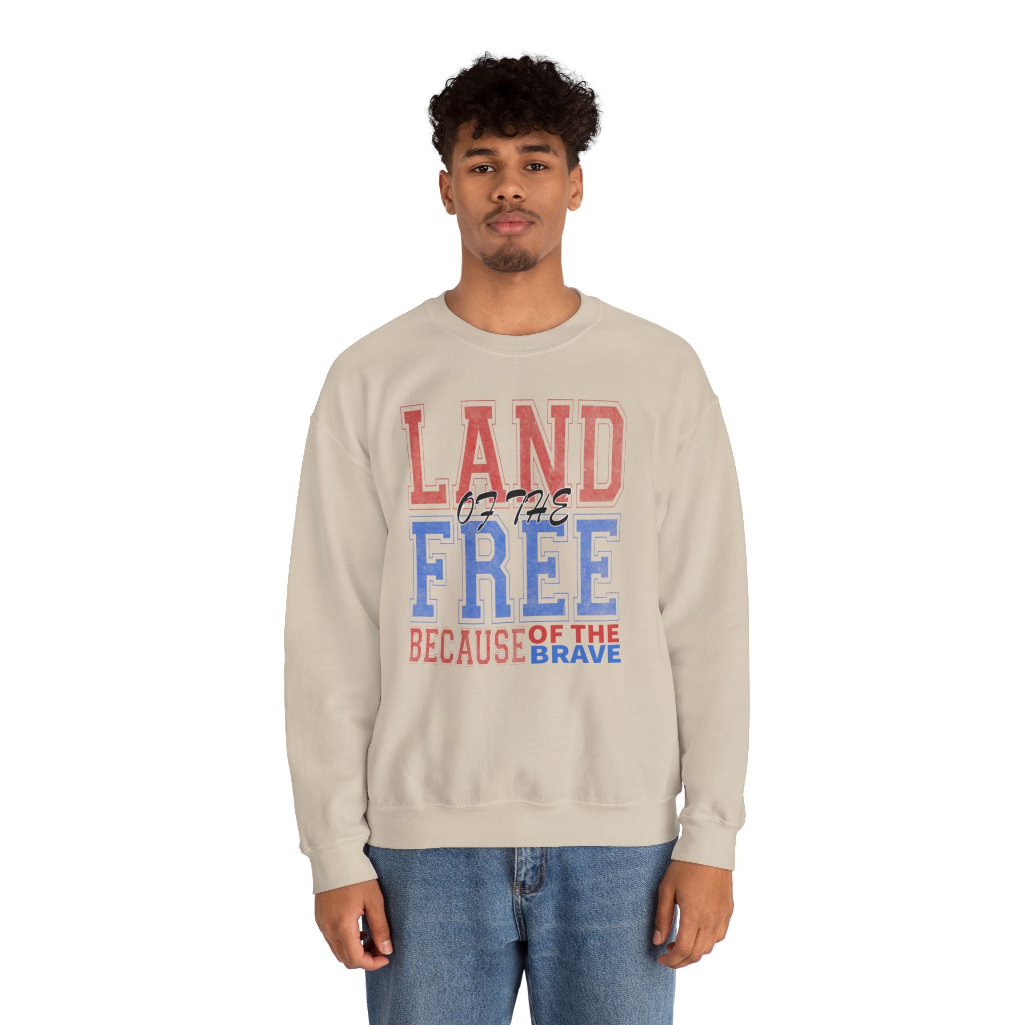 Patriotic Sweatshirt - Land of The Free America Flag Crewneck