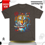 T-Shirt Cotton Graphic Tee - Fearless Tiger Tri-Blend Crew (Unisex) Tri-Blend Macchiato