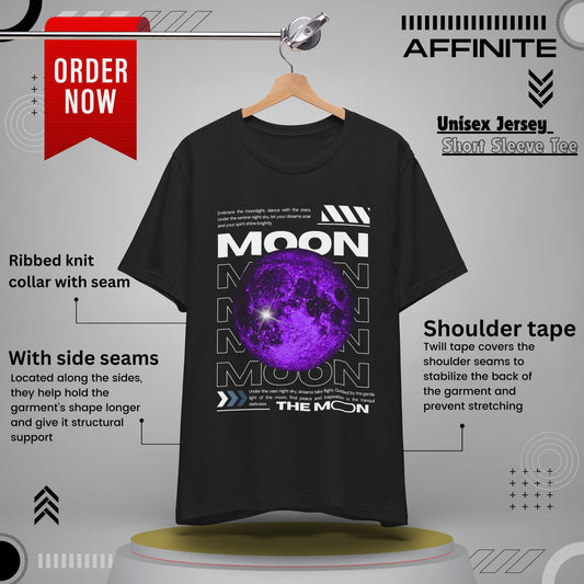 T-Shirt Unisex Moon-Themed T-Shirt | Casual Short Sleeve Tee | Astronaut Lover Gift Black