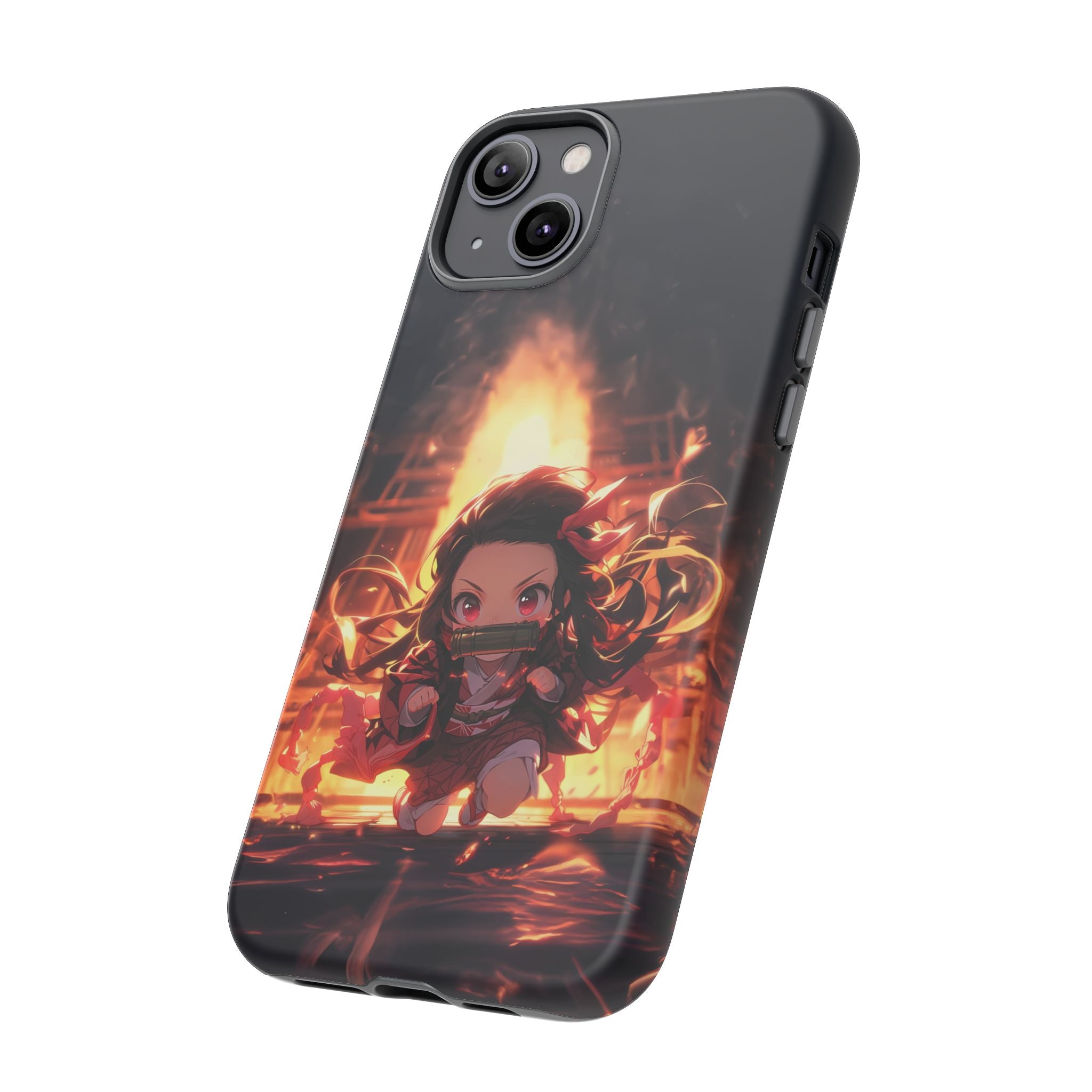 Chibi Nezuko Kamado Tough Phone Case – Anime Protective Case for iPhone & Samsung, UV Resistant, Durable & Stylish