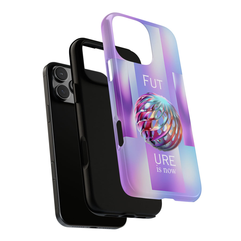 Futuristic Gradient Tough Case – 'Future is Now' 3D Design | Shockproof & UV Protected