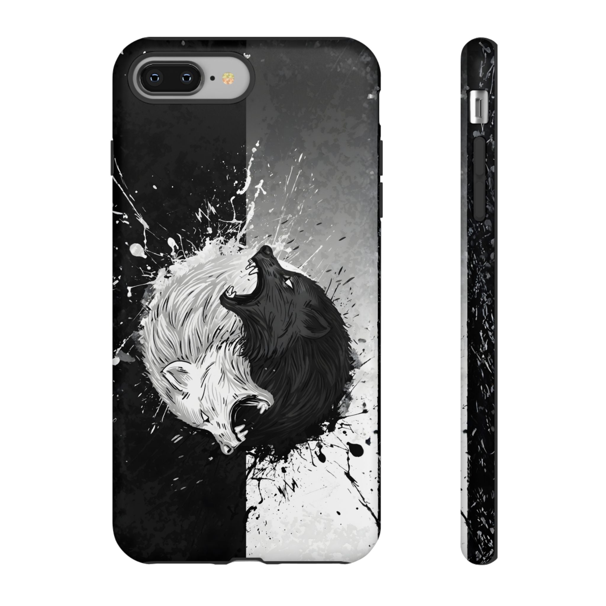 Yin Yang Wolf Phone Case - Dual Layer Protective Cover iPhone 8 Plus Matte Tough Cases