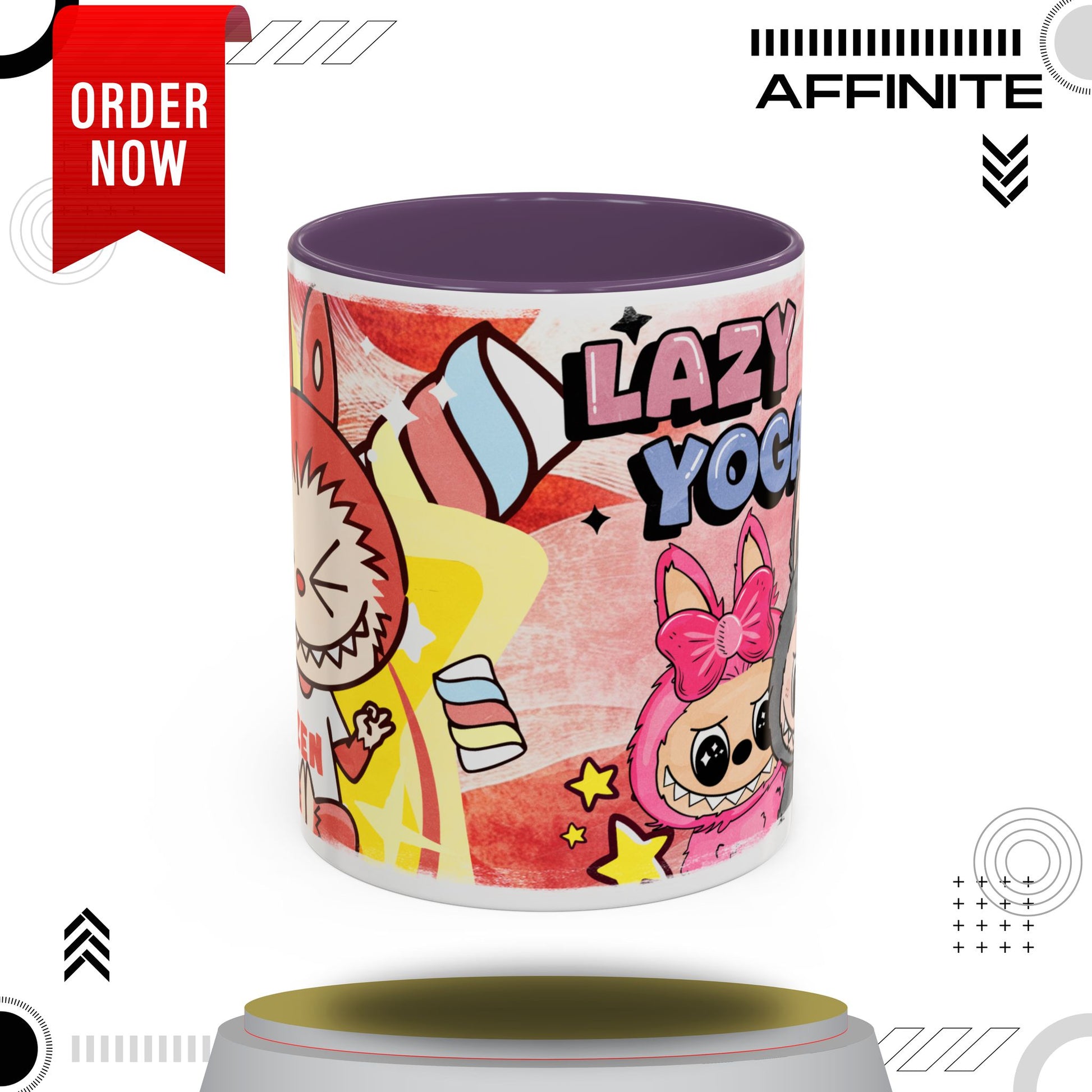 Mug Lazy Yoga Labubu Cartoon Accent Coffee Mug - Fun and Playful Design for Coffee Lovers