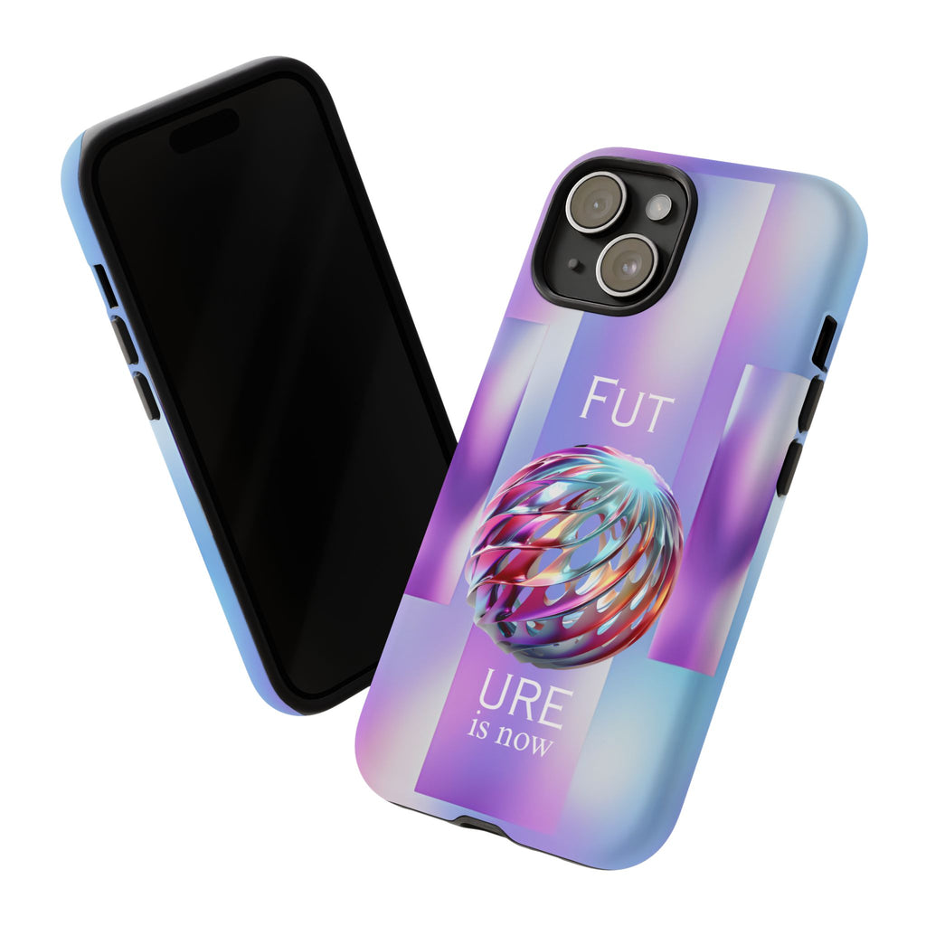Futuristic Gradient Tough Case – 'Future is Now' 3D Design | Shockproof & UV Protected