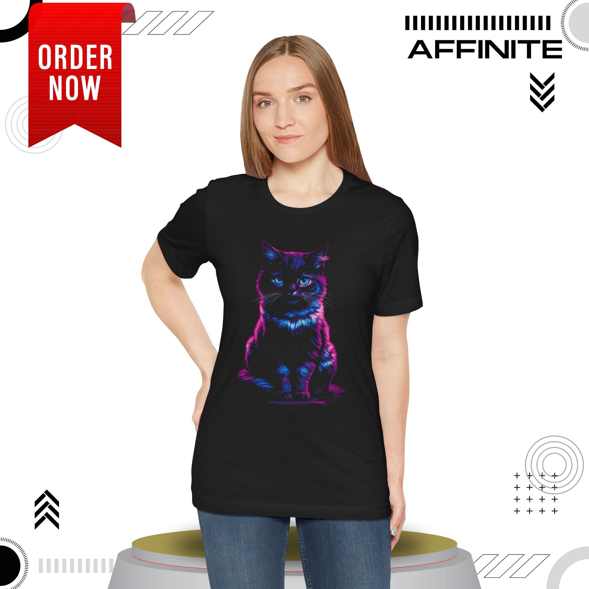 T-Shirt Neon Cat T-Shirt - Vibrant Unisex Tee for Cat Lovers (100% Cotton)