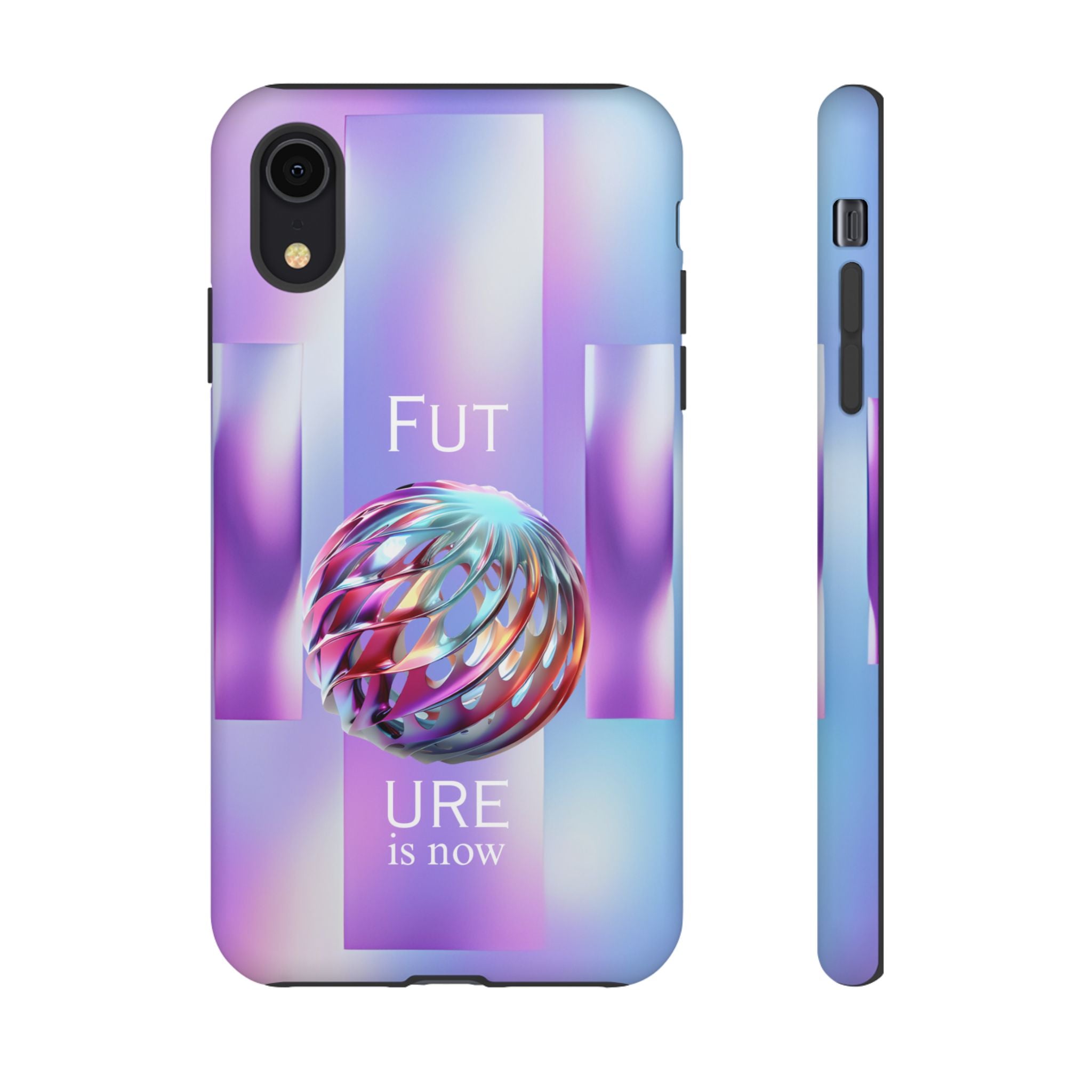 Futuristic Gradient Tough Case – 'Future is Now' 3D Design | Shockproof & UV Protected