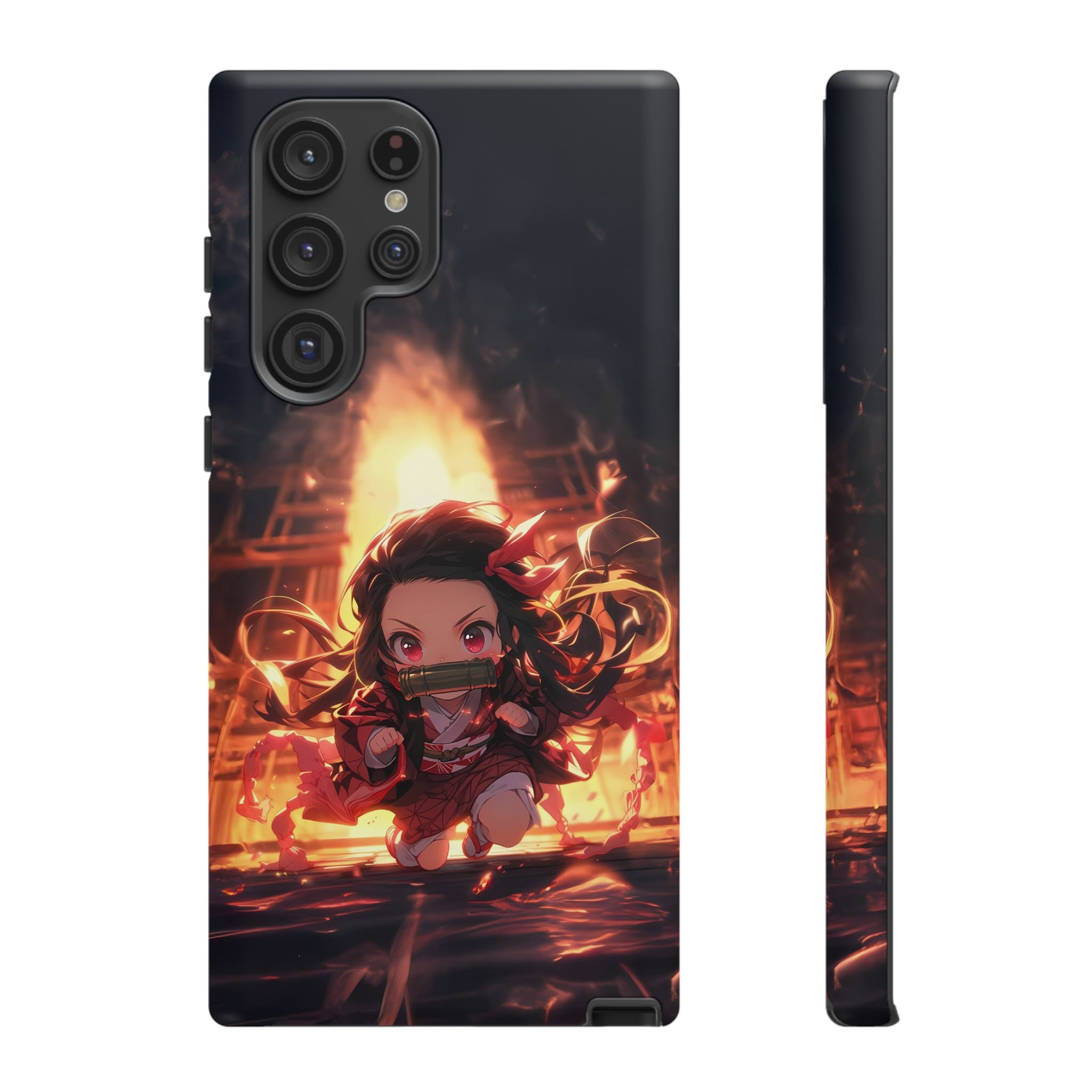 Chibi Nezuko Kamado Tough Phone Case – Anime Protective Case for iPhone & Samsung, UV Resistant, Durable & Stylish