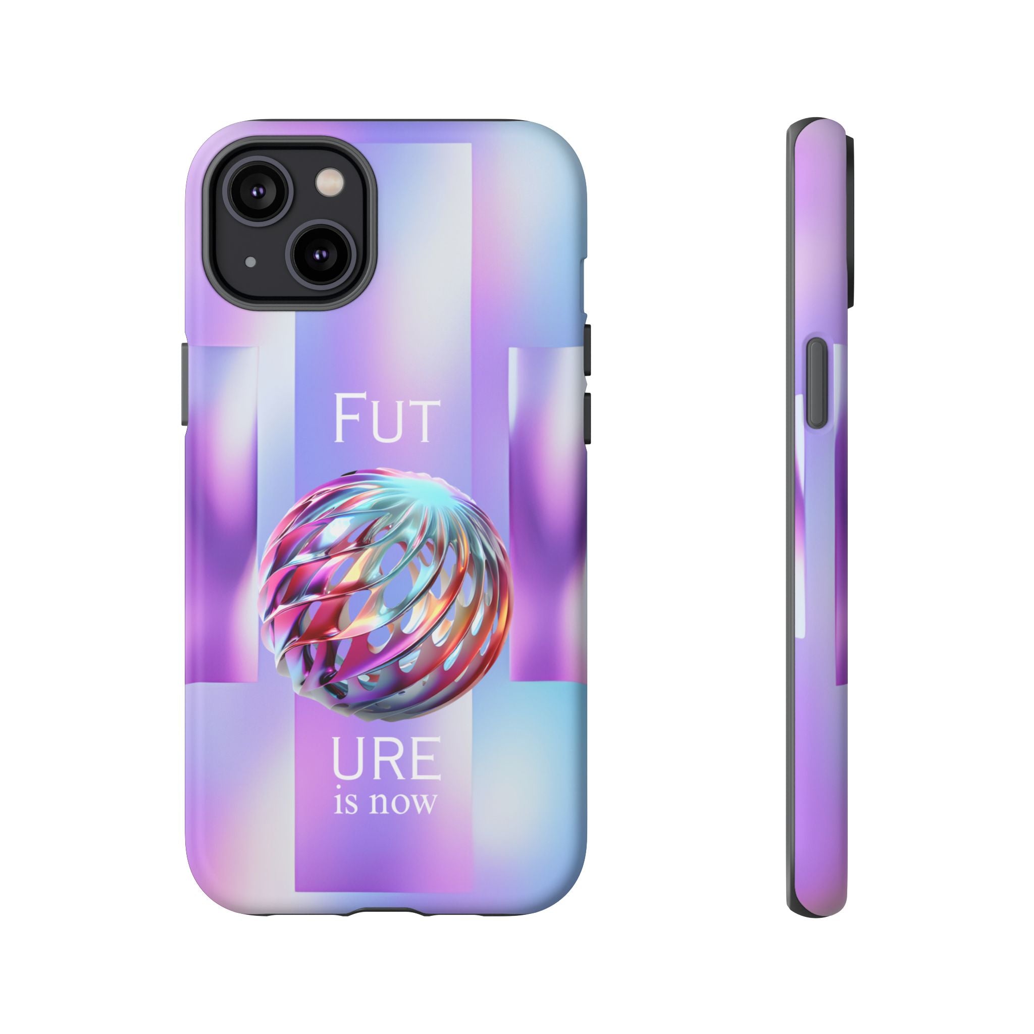 Futuristic Gradient Tough Case – 'Future is Now' 3D Design | Shockproof & UV Protected