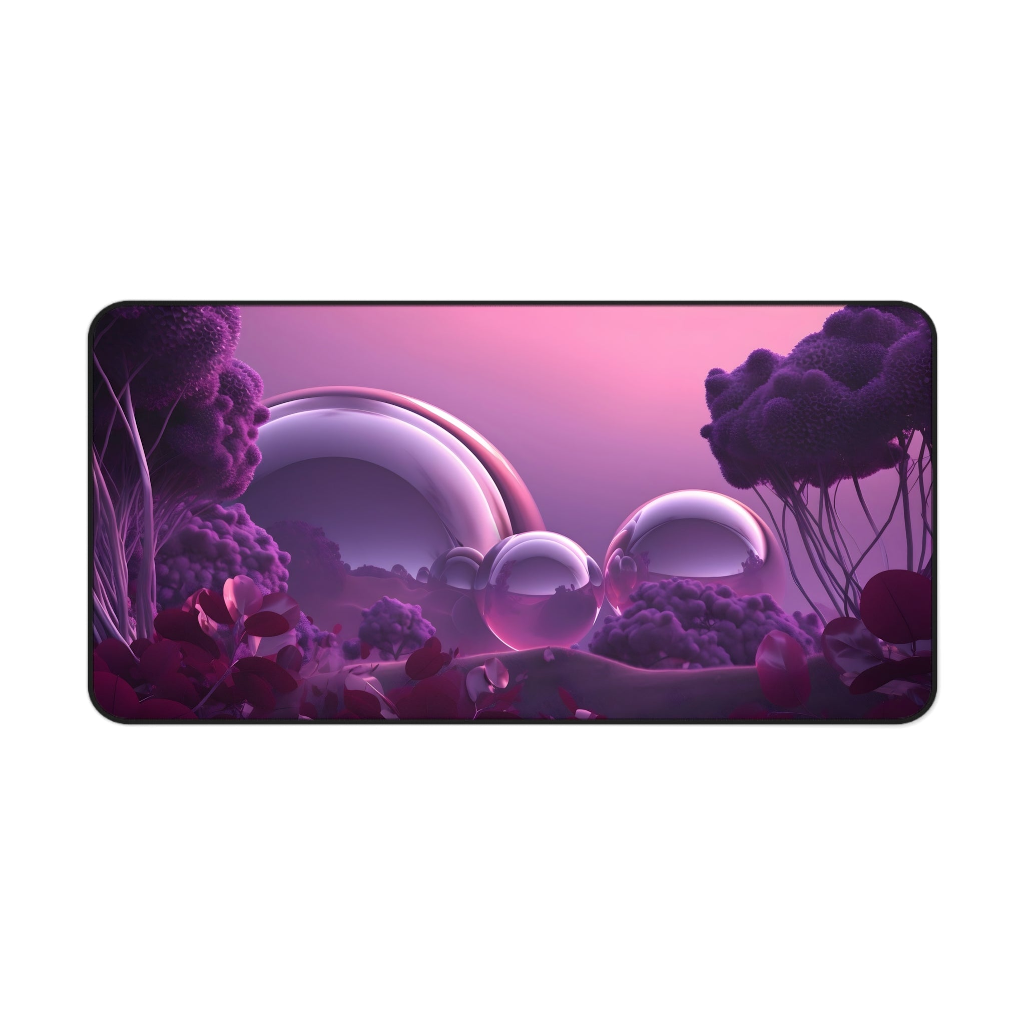 Purple Desk Mat - Surreal Bubble Landscape Dreamscape Mouse Pad Mouse Pad