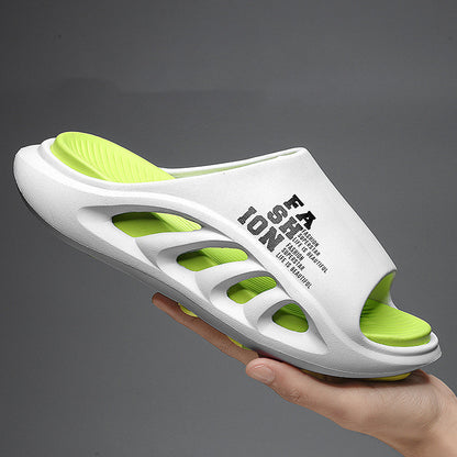 Sandals Slippers Men's New Summer Outdoor Sports Casual Casual Shit Feeling Men's Outdoor Soft Bottom Beach Slippers White And Green