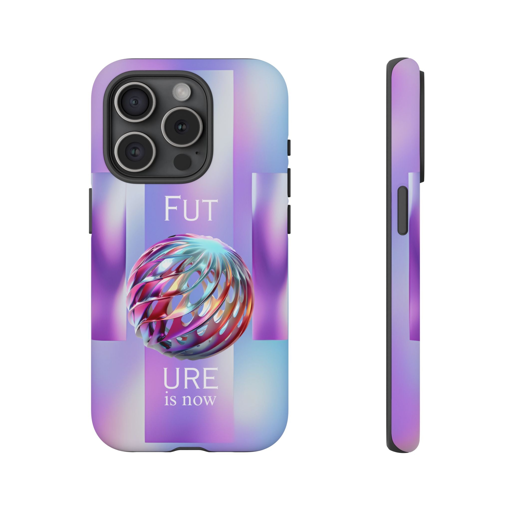Futuristic Gradient Tough Case – 'Future is Now' 3D Design | Shockproof & UV Protected