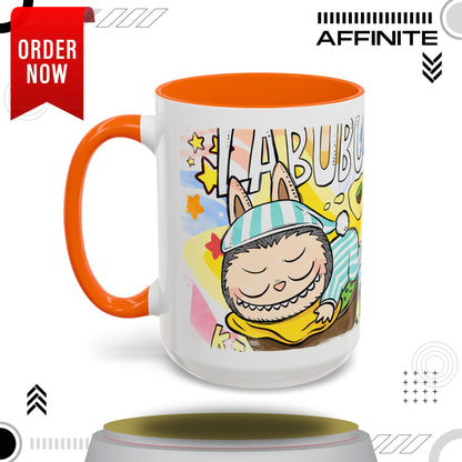 Mug Labubu Lazy Yoga Accent Coffee Mug - Fun & Whimsical Design for Relaxation Lovers 15oz Orange