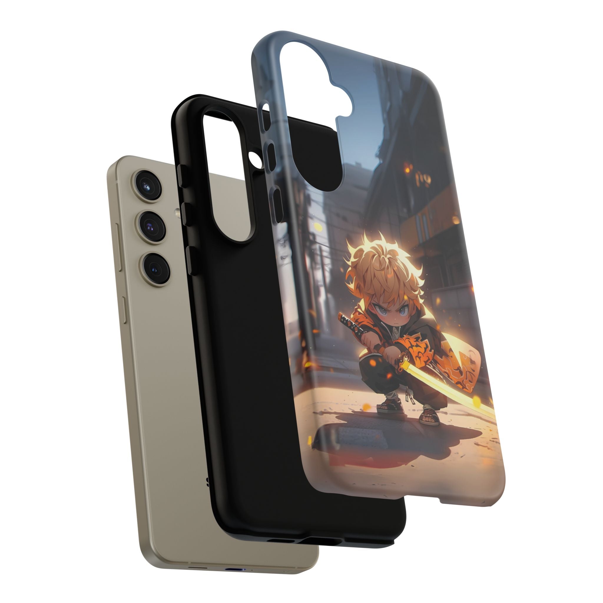 Chibi Zenitsu Lightning Tough Phone Case – Anime Protective Case for iPhone & Samsung, UV Resistant, Durable & Stylish