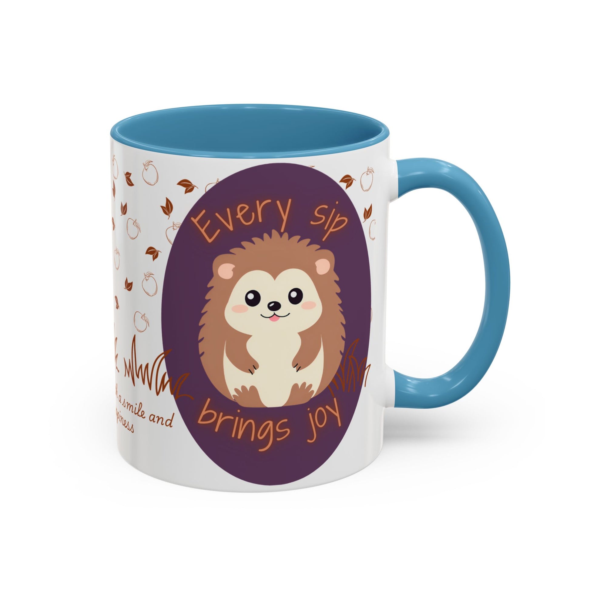Mug Cute Hedgehog Accent Coffee Mug , Funny Gift for Animal Lovers, (11oz) (15oz) 11oz Light Blue