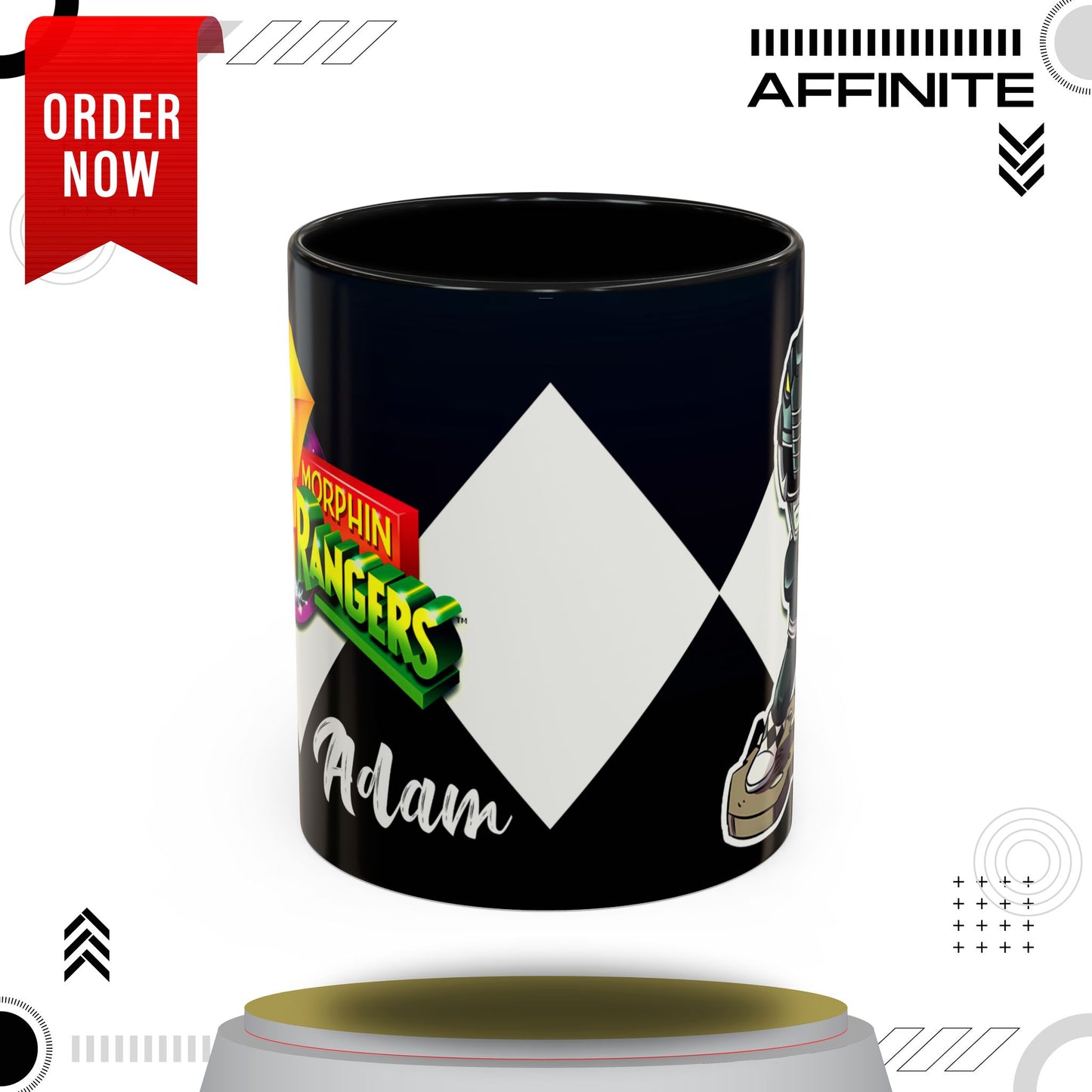 Mug Mighty Morphin Power Rangers Black Ranger Ceramic Mug - 11oz & 15oz Coffee Mug - Accent Mug for Pop Culture Fans