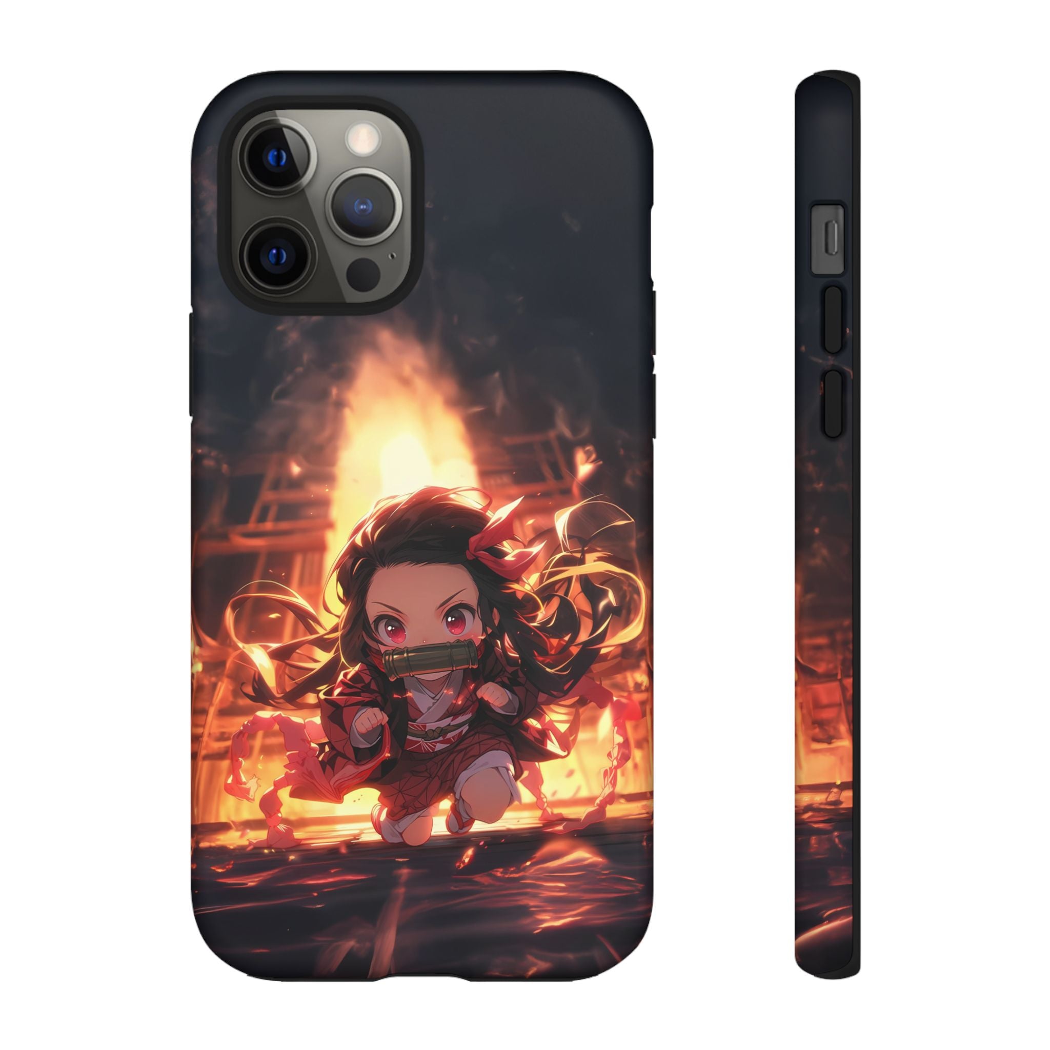 Chibi Nezuko Kamado Tough Phone Case – Anime Protective Case for iPhone & Samsung, UV Resistant, Durable & Stylish